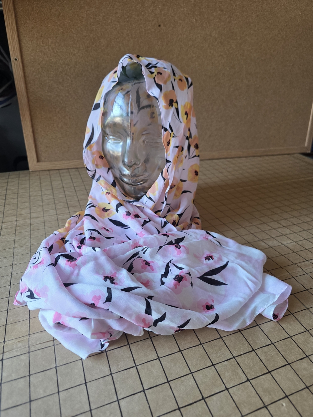 Floral Pink Lightweight Scarf Shawl Wrap Soft Spring Summer Accessory 25x72